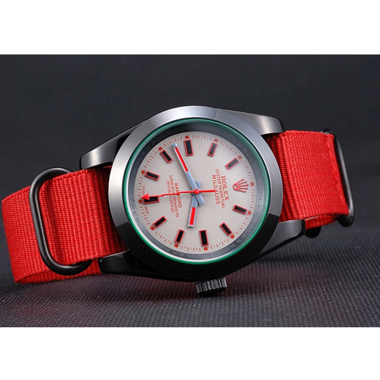 Aaa replica watch Red Milgauss Strap 622002 Bamford Rolex Nylon 0823
